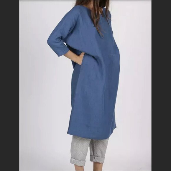 Eva's Sunday EVASSUNDAY grey linen Leah dress - Picture 1 of 9